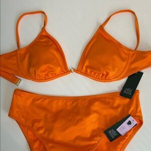 Wild Fable 2 Piece Swimsuit Women Large Bright Orange Bikini Top and Bottom NWT